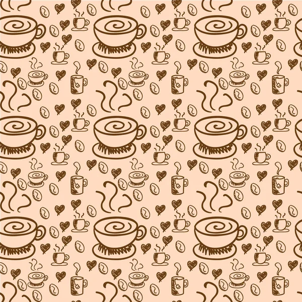 Kusursuz kahve desenli tasarım. Vektör İllüstrasyonu.
