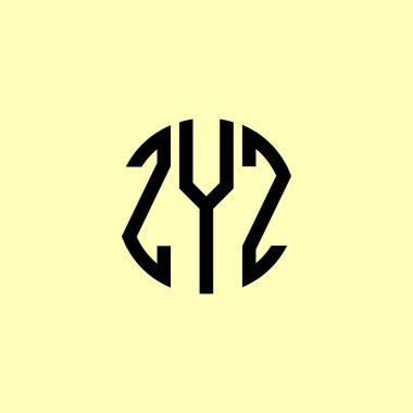 Yaratıcı Yuvarlak Harfler ZYZ logosu. Bu başlangıç için hangi şirket veya markanın adı uygun olacaktır.
