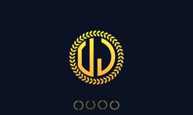 Organizasyon Harflerin Baş harfleri UJ logosunu yuvarladı. Vektör illüstrasyonu