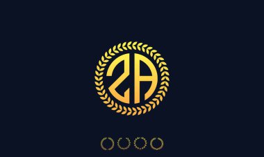 Organizasyon Yuvarlak Baş harfler ZA logosu. Vektör illüstrasyonu