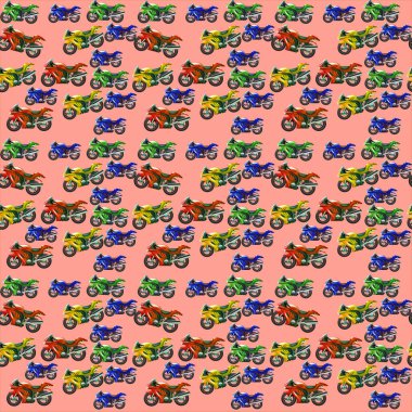 Motosiklet kusursuz desen tasarımı. Vektör İllüstrasyonu.