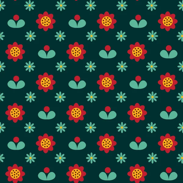 Nordic Flower Seamless Pattern Design Vektor Illustration — Stock vektor