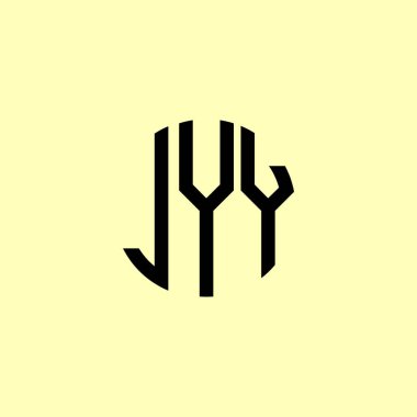 Yaratıcı Yuvarlak Harfler JYY logosu. Bu başlangıç için hangi şirket veya markanın adı uygun olacaktır.