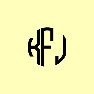 Yaratıcı Yuvarlak Harfler KFJ logosu. Bu başlangıç için hangi şirket veya markanın adı uygun olacaktır.