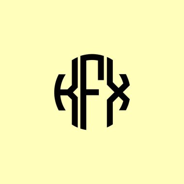 Yaratıcı Yuvarlak Harfler KFX Logosu. Bu başlangıç için hangi şirket veya markanın adı uygun olacaktır.