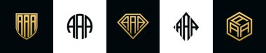 İlk harfler AAA logosu Bundle dizayn eder. Bu set Shield, Rounded, iki Diamond ve Hexgon stili içeriyordu.