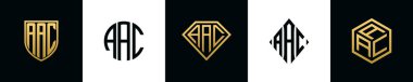 İlk harfler AAC logosu Bundle dizayn eder. Bu set Shield, Rounded, iki Diamond ve Hexgon stili içeriyordu.