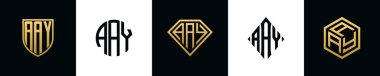 İlk harfler AAY logosu Bundle dizayn eder. Bu set Shield, Rounded, iki Diamond ve Hexgon stili içeriyordu.