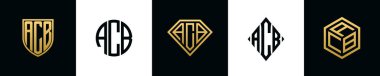 Baş harfler ACB logosu Bundle dizayn eder. Bu set Shield, Rounded, iki Diamond ve Hexgon stili içeriyordu.