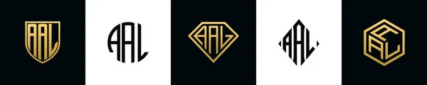 Початкові Букви Логотипу Aal Bundle Цей Набір Включав Shield Rounded — стоковий вектор