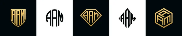 Początkowe Litery Logo Aam Projektuje Pakiet Zestaw Ten Zawierał Tarczę — Wektor stockowy