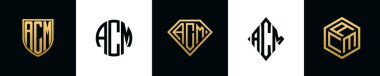 Baş harfler ACM logosu Bundle dizayn eder. Bu set Shield, Rounded, iki Diamond ve Hexgon stili içeriyordu.