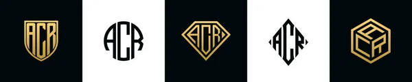 Initiële Letters Acr Logo Ontwerpen Bundel Deze Set Bevat Shield — Stockvector