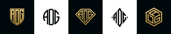 Początkowe Litery Projekty Logo Adg Pakiet Zestaw Ten Zawierał Tarczę — Wektor stockowy