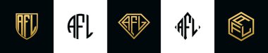 İlk harfler AFL logosu Bundle dizayn eder. Bu set Shield, Rounded, iki Diamond ve Hexgon stili içeriyordu.