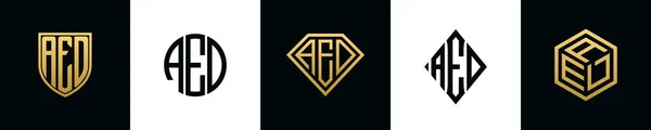 Anfangsbuchstaben Aed Logo Designs Bundle Dieses Set Beinhaltete Schild Abgerundet — Stockvektor