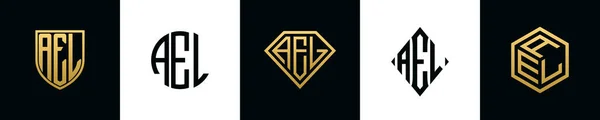 Letras Iniciais Ael Logo Designs Bundle Este Conjunto Incluiu Escudo — Vetor de Stock
