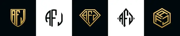 Afj 로고는 Bundle 디자인 세트는 다이아몬드와 스타일을 포함합니다 — 스톡 벡터