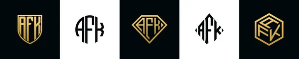 Letras Iniciais Afk Logo Designs Pacote Este Conjunto Incluiu Escudo —  Vetores de Stock