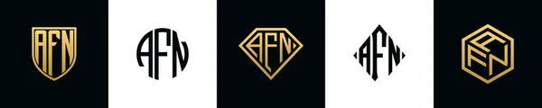 Letras Iniciales Afn Logo Designs Bundle Este Set Incluía Escudo — Archivo Imágenes Vectoriales