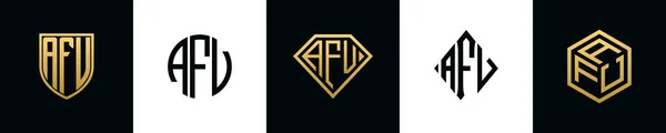 Letras Iniciales Afv Logo Designs Bundle Este Set Incluía Escudo — Archivo Imágenes Vectoriales
