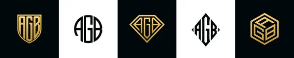 Letras Iniciales Agb Logo Designs Bundle Este Set Incluía Escudo — Archivo Imágenes Vectoriales