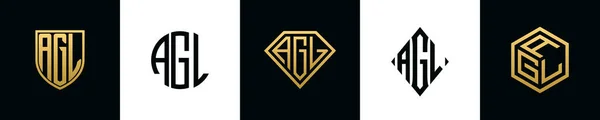 Letras Iniciales Agl Logo Designs Bundle Este Set Incluía Escudo — Archivo Imágenes Vectoriales
