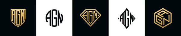 Letras Iniciales Diseño Del Logo Agn Bundle Este Set Incluía — Archivo Imágenes Vectoriales