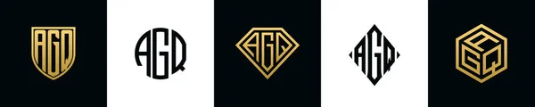 Letras Iniciales Agq Logo Designs Bundle Este Set Incluía Escudo — Archivo Imágenes Vectoriales
