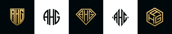 Начальные Буквы Ahg Logo Designs Bundle Комплект Вошли Shield Rochester — стоковый вектор