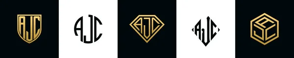 Letras Iniciais Ajc Logo Designs Bundle Este Conjunto Incluiu Escudo — Vetor de Stock