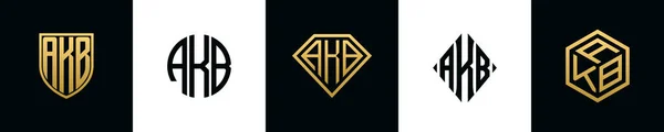 Αρχικά Γράμματα Akb Λογότυπο Σχεδιάζει Bundle Αυτό Σετ Περιλαμβάνει Shield — Διανυσματικό Αρχείο
