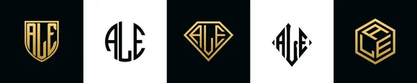 Lettere Iniziali Ale Logo Disegni Bundle Questo Set Comprendeva Shield — Vettoriale Stock