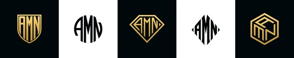 Amn 로고의 문자는 Bundle 디자인 세트는 다이아몬드와 스타일을 포함합니다 — 스톡 벡터
