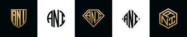 ANI logosu ilk harfleri Bundle dizayn eder. Bu set Shield, Rounded, iki Diamond ve Hexgon stili içeriyordu.