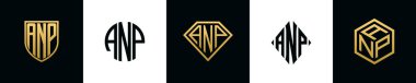 ANP logosu ilk harfleri Bundle dizayn eder. Bu set Shield, Rounded, iki Diamond ve Hexgon stili içeriyordu.