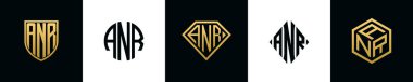 ANR logosu ilk harfleri Bundle dizayn eder. Bu set Shield, Rounded, iki Diamond ve Hexgon stili içeriyordu.