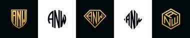 ANW logosu ilk harfleri Bundle dizayn eder. Bu set Shield, Rounded, iki Diamond ve Hexgon stili içeriyordu.