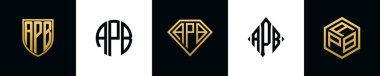 İlk harfler APB logosu Bundle dizayn eder. Bu set Shield, Rounded, iki Diamond ve Hexgon stili içeriyordu.