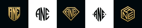 Ane 로고의 글자는 Bundle 디자인 세트는 다이아몬드와 스타일을 포함합니다 — 스톡 벡터