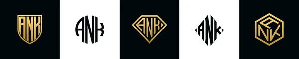 Počáteční Písmena Ank Logo Design Svazek Tato Sada Zahrnovala Shield — Stockový vektor