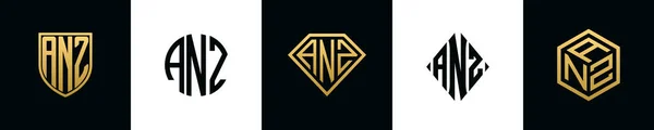 Anz 로고의 Anz Bundle 디자인 세트는 다이아몬드와 스타일을 포함합니다 — 스톡 벡터