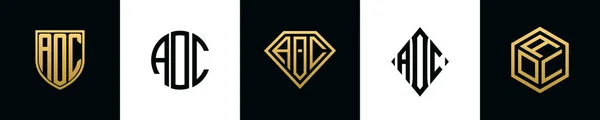 Lettres Initiales Aoc Logo Designs Bundle Cet Ensemble Comprenait Bouclier — Image vectorielle