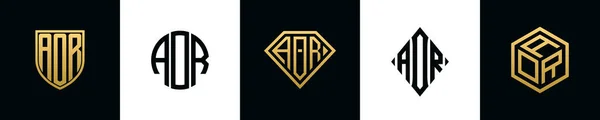 Letras Iniciales Aor Logo Designs Bundle Este Set Incluía Escudo — Archivo Imágenes Vectoriales