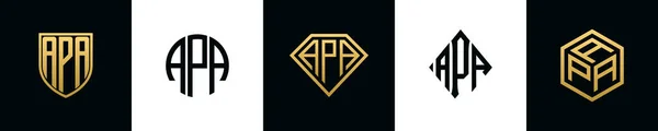 Початкові Літери Логотип Apa Розробила Bundle Цей Набір Включав Shield — стоковий вектор