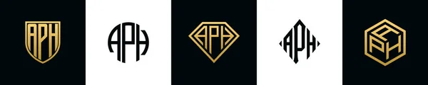 Letras Iniciais Aph Logotipo Projetos Pacote Este Conjunto Incluiu Escudo — Vetor de Stock