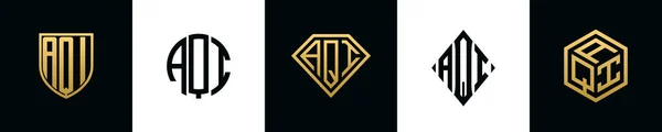 Αρχικά Γράμματα Aqi Λογότυπο Σχεδιάζει Bundle Αυτό Σετ Περιλαμβάνει Shield — Διανυσματικό Αρχείο