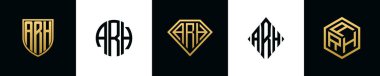 ARH logosu ilk harfleri Bundle dizayn eder. Bu set Shield, Rounded, iki Diamond ve Hexgon stili içeriyordu.