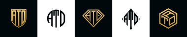 İlk harfler ATO logosu Bundle dizayn eder. Bu set Shield, Rounded, iki Diamond ve Hexgon stili içeriyordu.