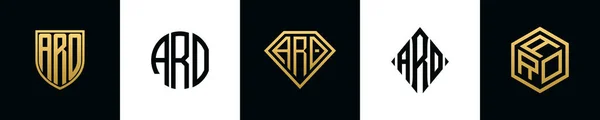 Initiële Letters Aro Logo Ontwerpt Bundel Deze Set Bevat Shield — Stockvector